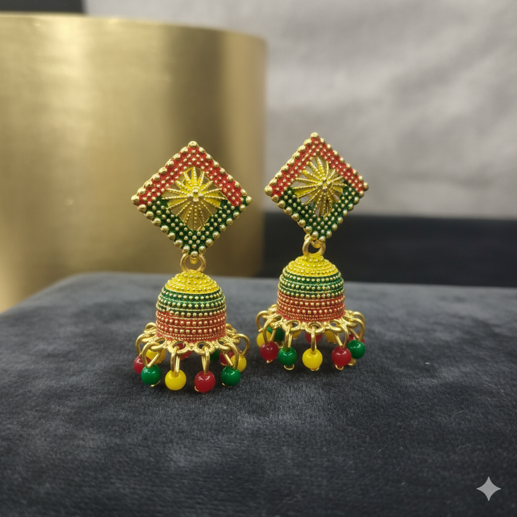 Trendy Multi-Color Jhumki Earrings | Daily Wear & Casual Ethnic Jewelry