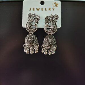 Oxidised Peacock Design Jhumka Earrings for Women & Girls | Traditional Ethnic Jewellery